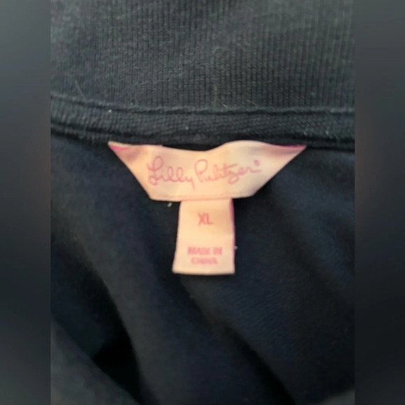 Lilly Pulitzer Women’s Navy Blue Anchor Embroidered Polo Shirt Size XL - Picture 3 of 3